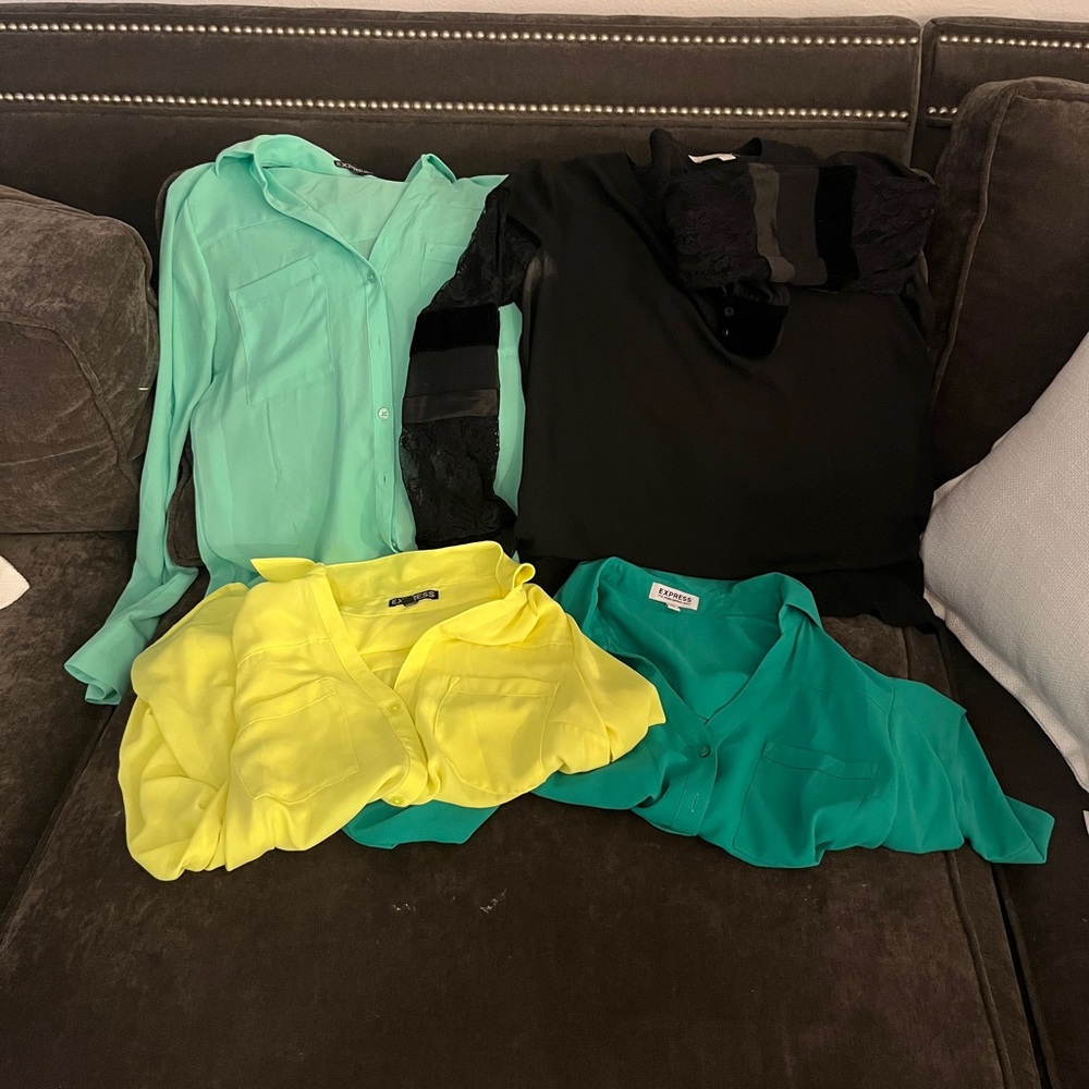 Elegant Women's Blouse Collection - Black, Yellow, Teal, mint
